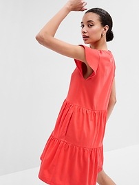 View large product image 3 of 3. Tiered V-Neck Flutter Sleeve Dress