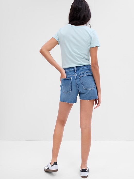 Image number 2 showing, 5" Mid Rise Distressed Denim Shorts with Washwell