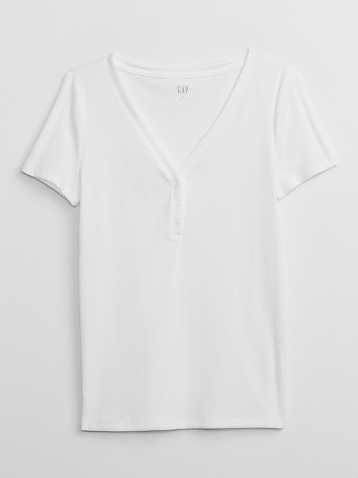 Image number 3 showing, Fitted Ribbed Henley T-Shirt