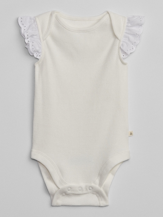 View large product image 1 of 1. Baby Ribbed Flutter Bodysuit