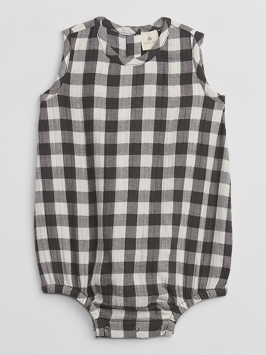 View large product image 1 of 1. Baby Sleeveless Plaid Romper