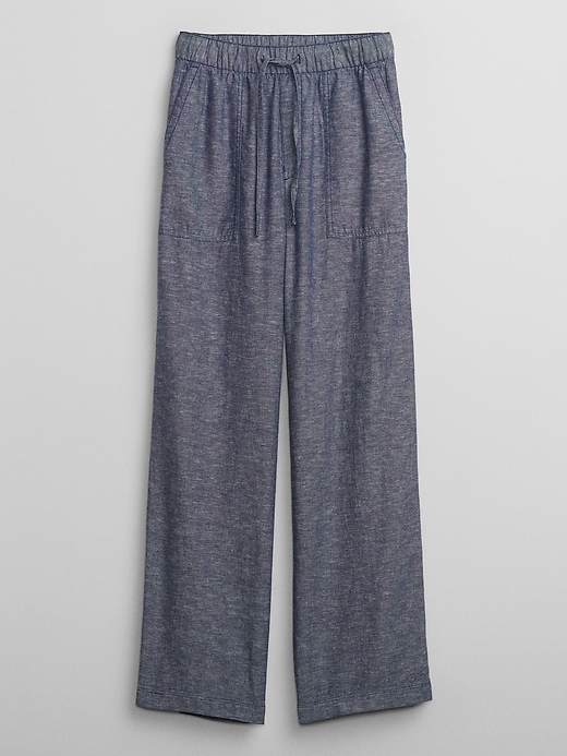 Image number 5 showing, Linen-Blend Wide-Leg Pull-On Pants