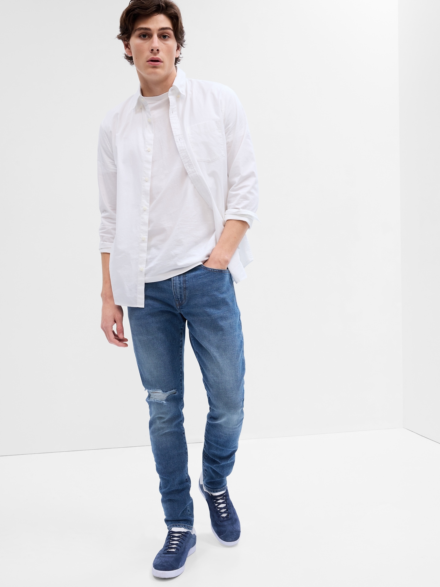 Destructed Slim Taper GapFlex Jeans with Washwell | Gap Factory