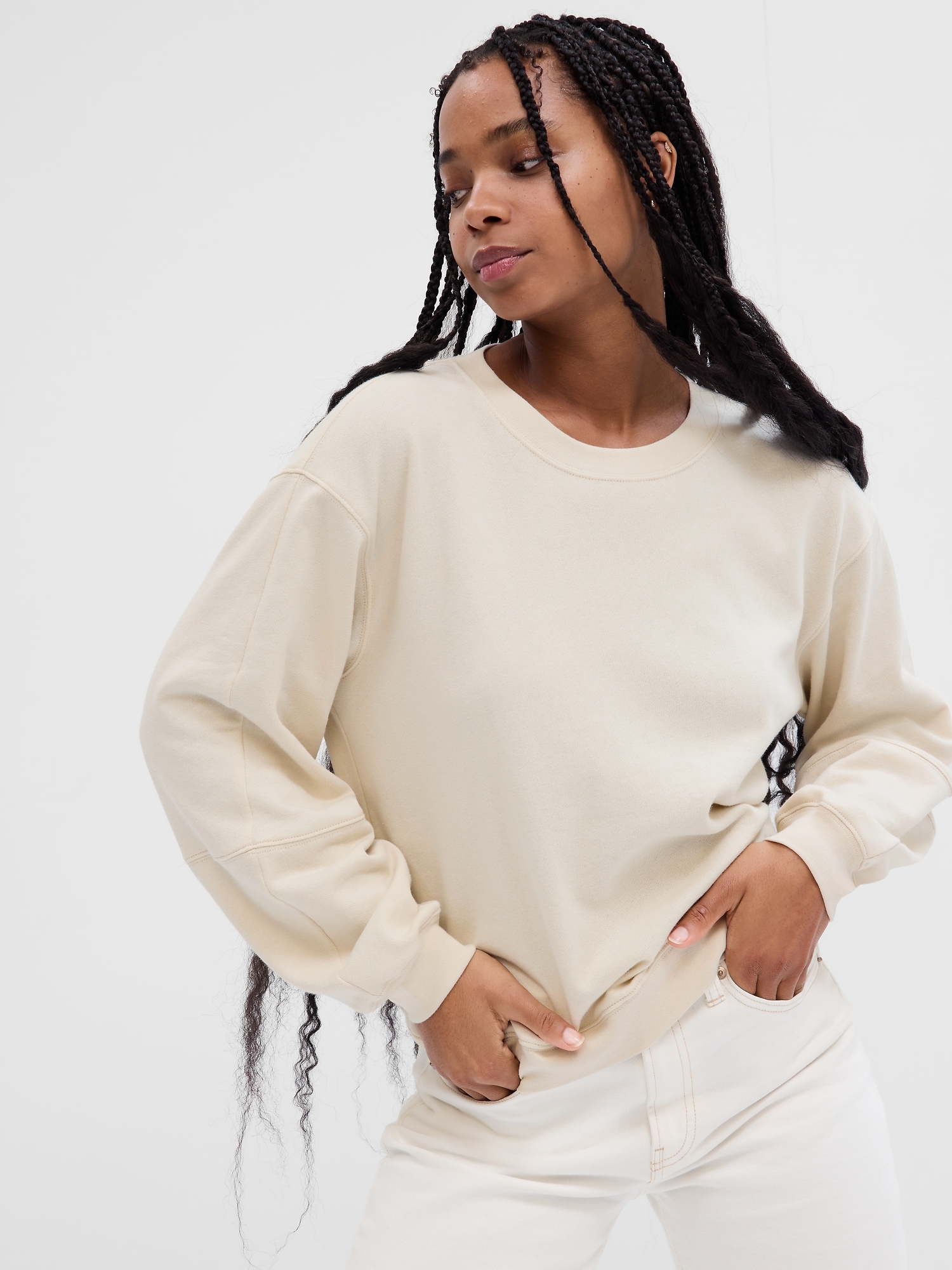 Balloon sleeve 2025 crew neck sweatshirt
