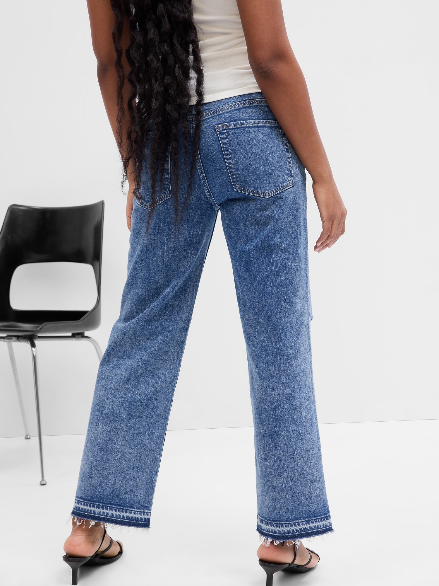 Low Rise Destructed Straight Crop Jeans with Washwell | Gap Factory