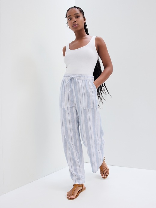 Image number 8 showing, Linen-Blend Wide-Leg Pull-On Pants