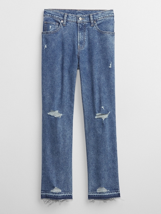 Image number 3 showing, Low Rise Destructed Straight Crop Jeans