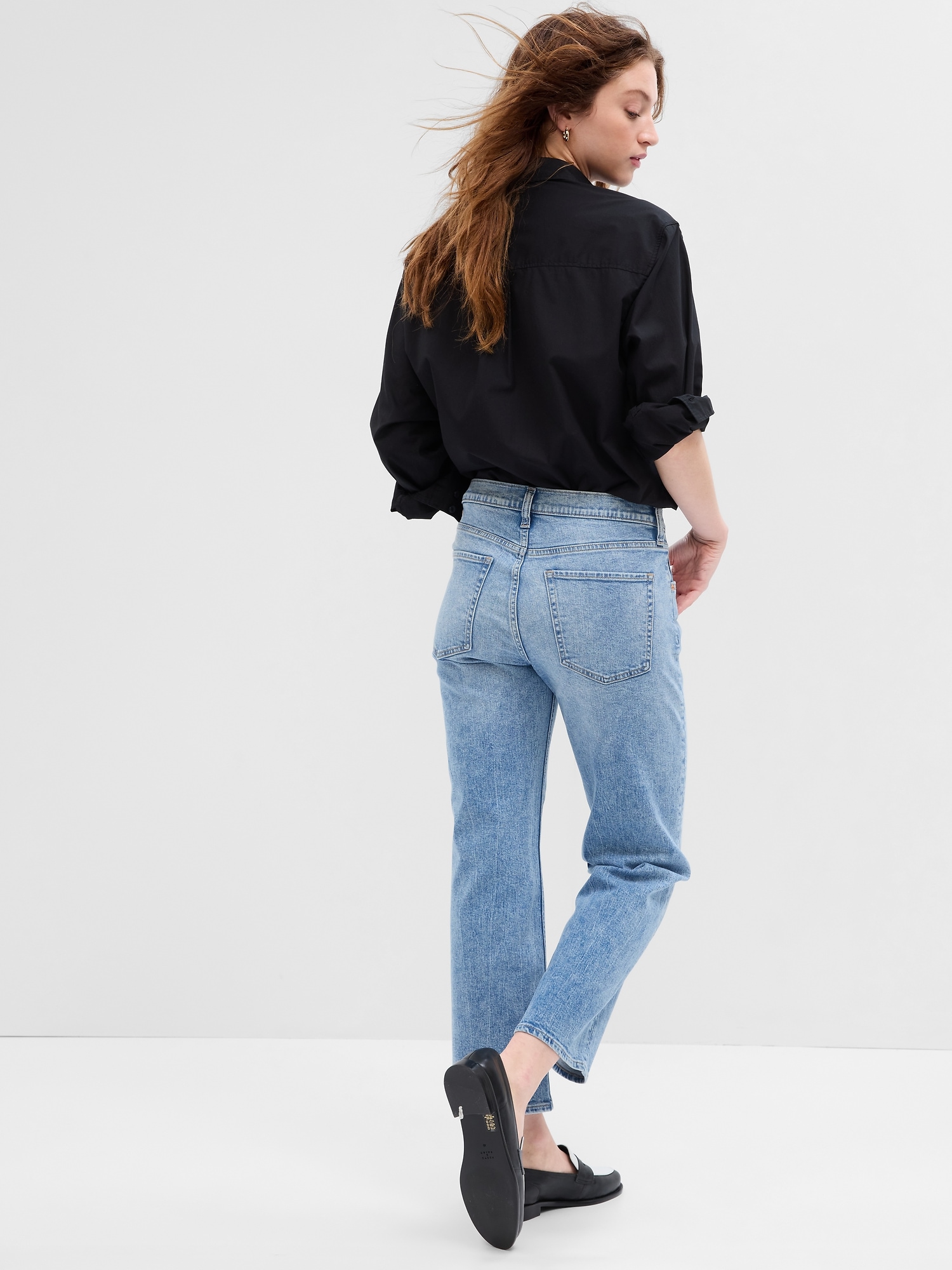 Low Rise Distressed Straight Crop Jeans with Washwell | Gap Factory