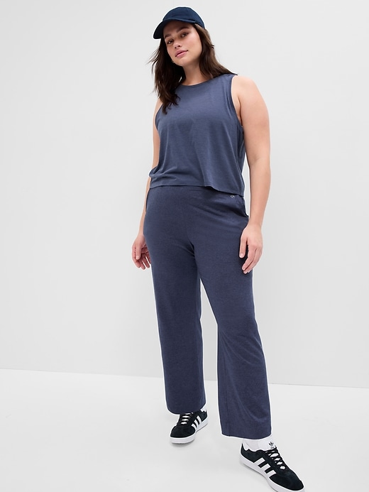 Image number 1 showing, GapFit Relaxed Brushed Tech Jersey Straight Leg Pants