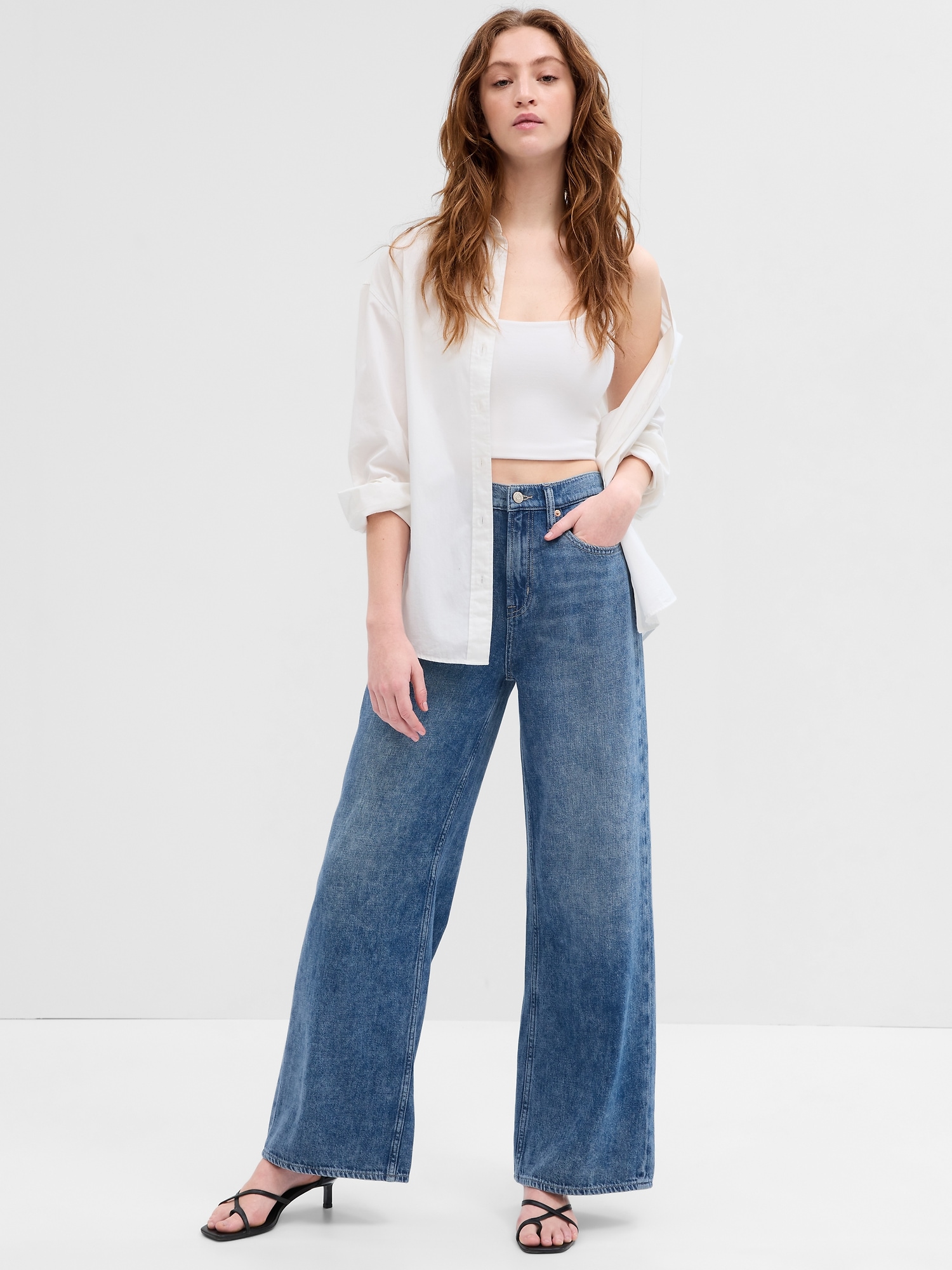 High Rise Wide-Leg Jeans with Washwell | Gap Factory