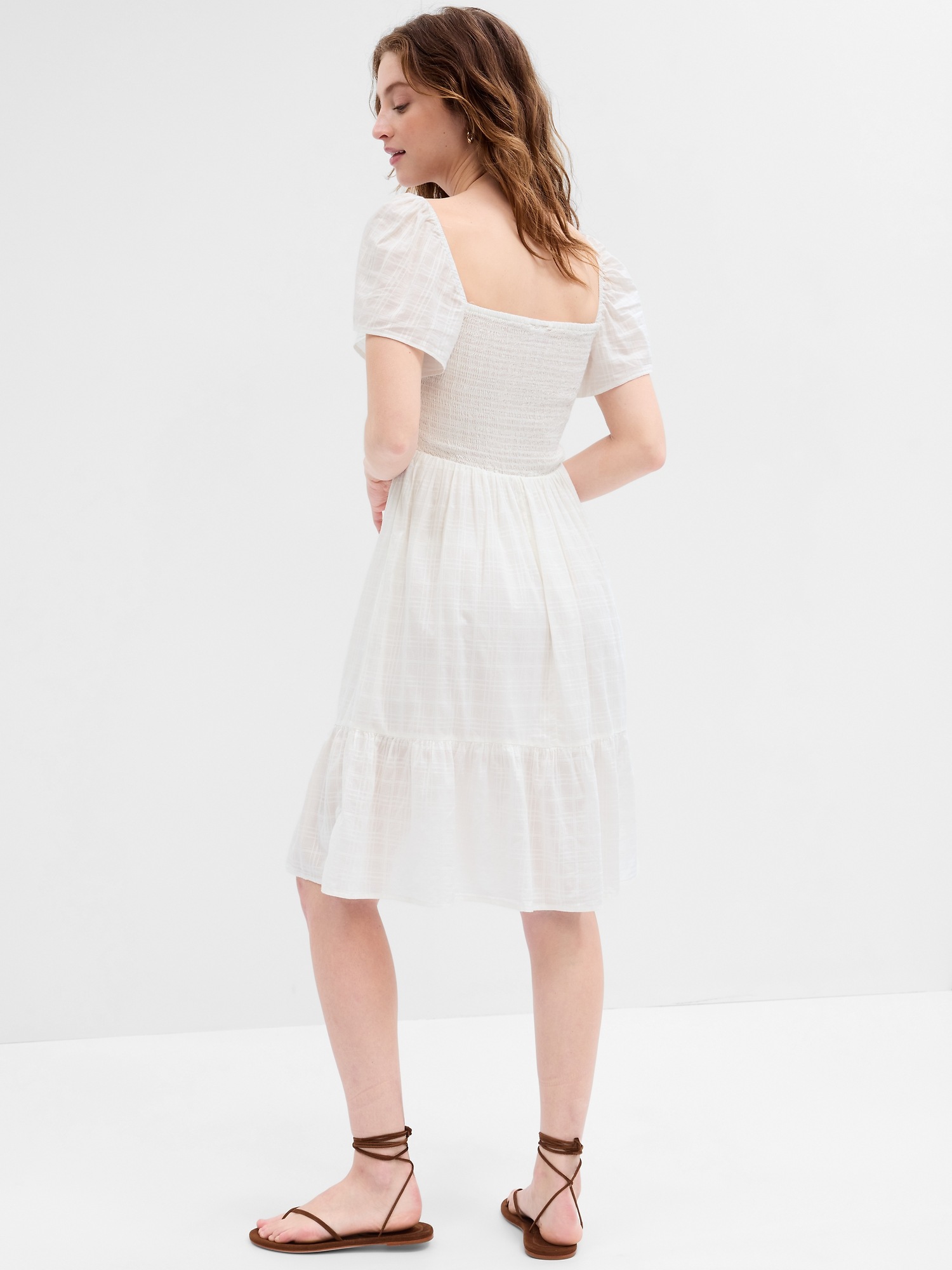 Smocked Squareneck Midi Dress Gap Factory