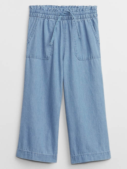 View large product image 1 of 2. babyGap Wide-Leg Chambray Pull-On Pants with Washwell