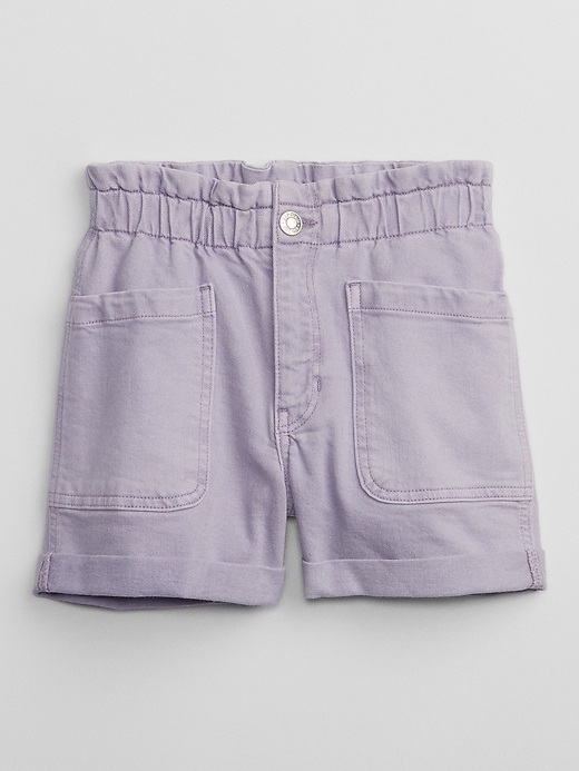 View large product image 1 of 3. Kids High Rise Paperbag Mom Jean Shorts with Washwell