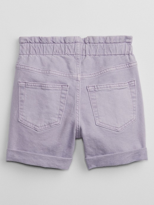 View large product image 2 of 3. Kids High Rise Paperbag Mom Jean Shorts with Washwell