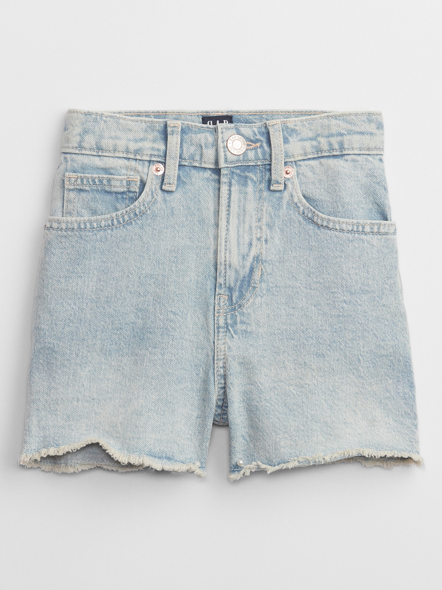 Kids High Rise Mom Jean Shorts with Washwell