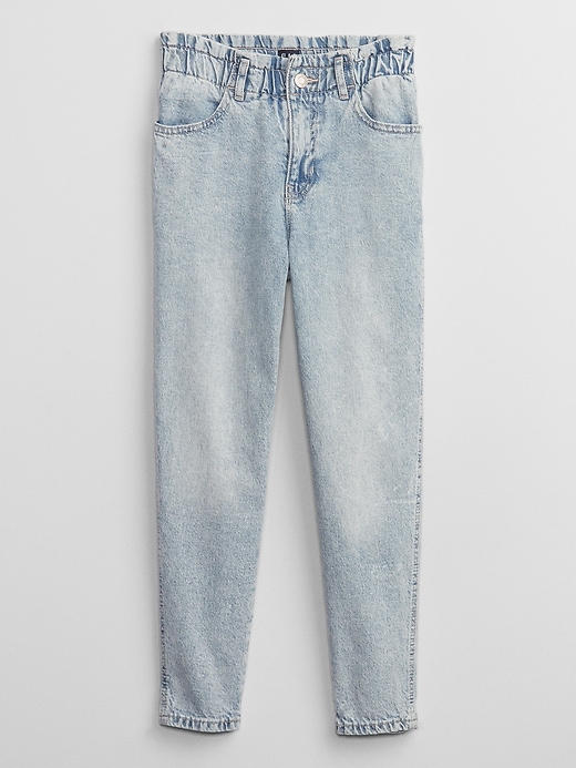 View large product image 1 of 3. Kids High Rise Paperbag Mom Jeans with Washwell