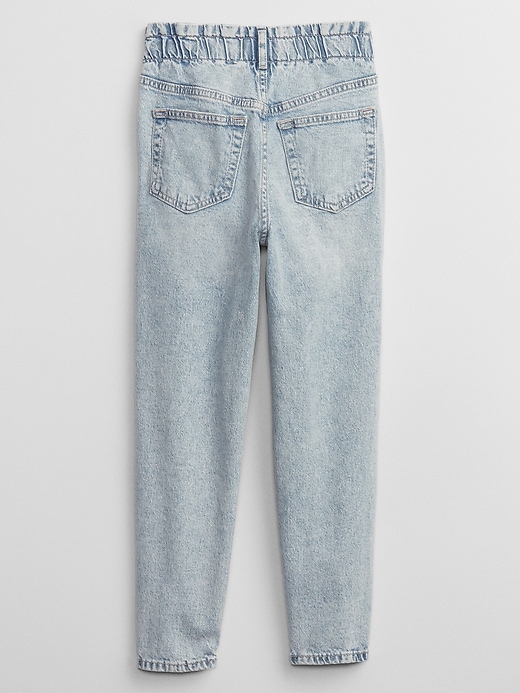View large product image 2 of 3. Kids High Rise Paperbag Mom Jeans with Washwell