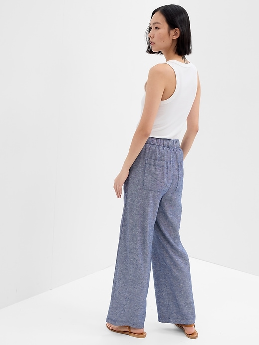 Image number 2 showing, Linen-Blend Wide-Leg Pull-On Pants