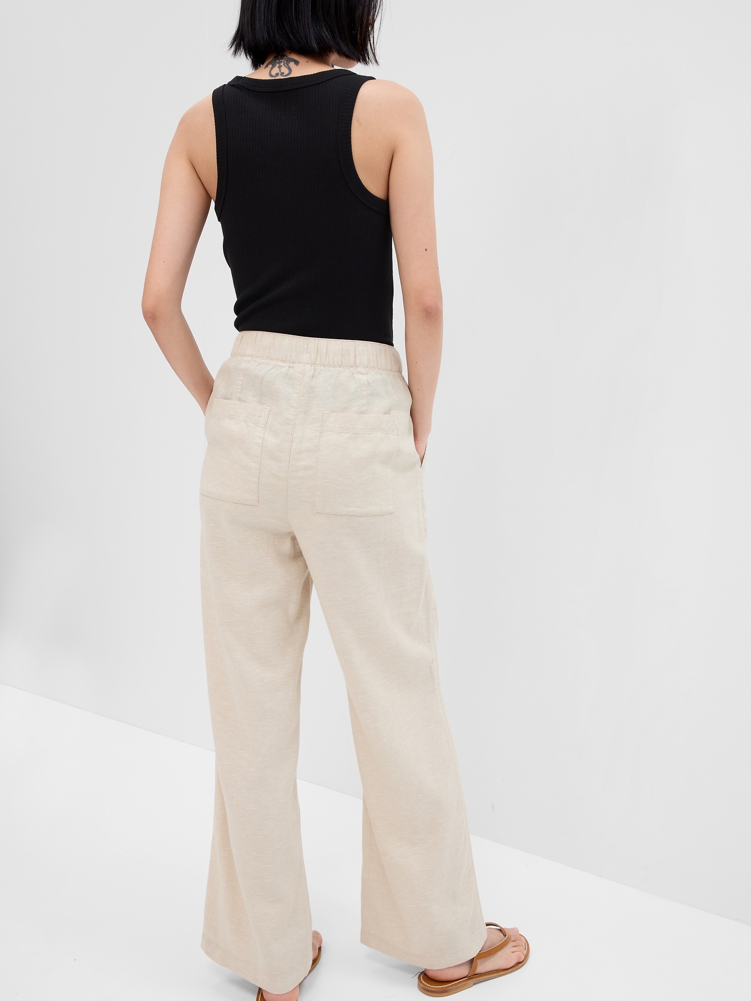 LinenBlend WideLeg PullOn Pants Gap Factory