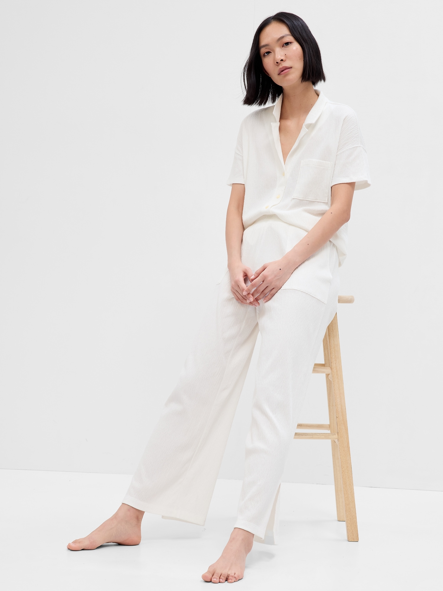 Relaxed Crinkle Cotton PJ Pants