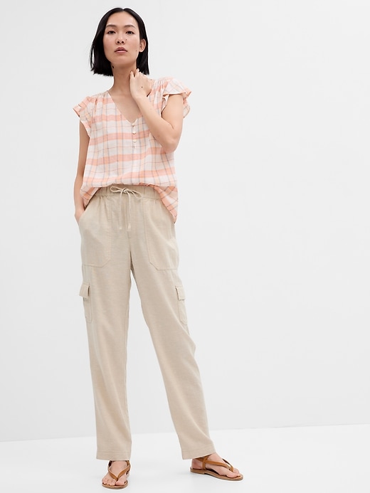 Image number 1 showing, Linen Easy Cargo Pants with Washwell