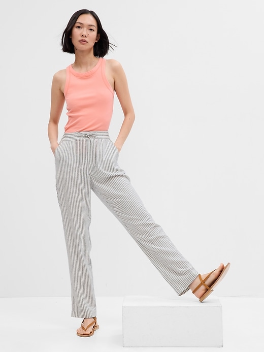 Image number 1 showing, Linen Stripe Easy Pants