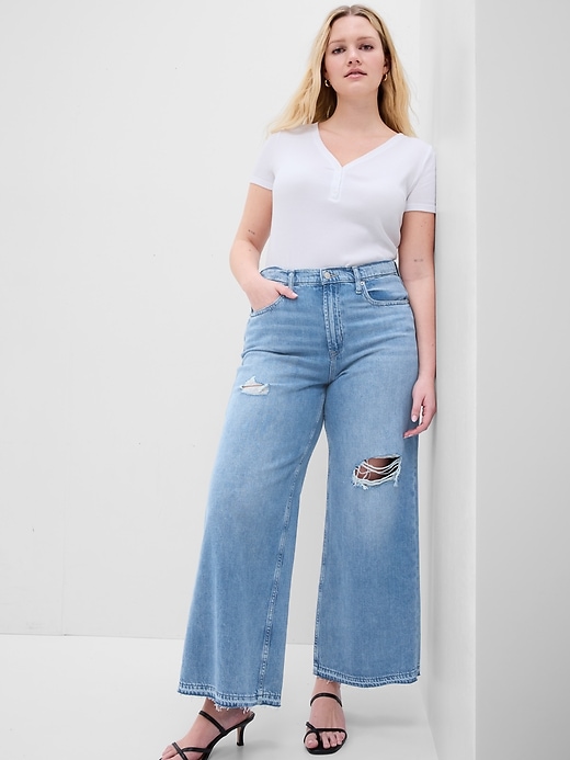 Image number 8 showing, High Rise Wide-Leg Jeans with Washwell