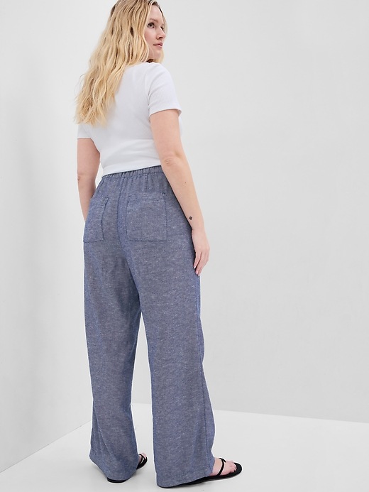 Image number 4 showing, Linen-Blend Wide-Leg Pull-On Pants