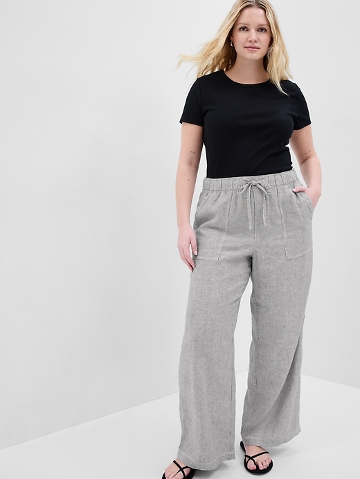 Image number 1 showing, Wide-Leg Linen-Blend Pants with Washwell