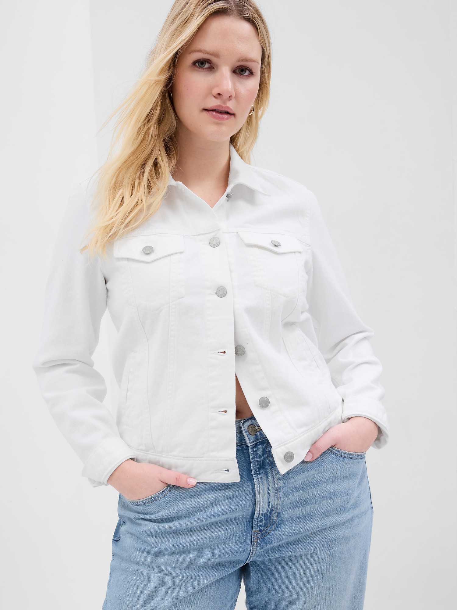 White jean jacket gap new arrivals