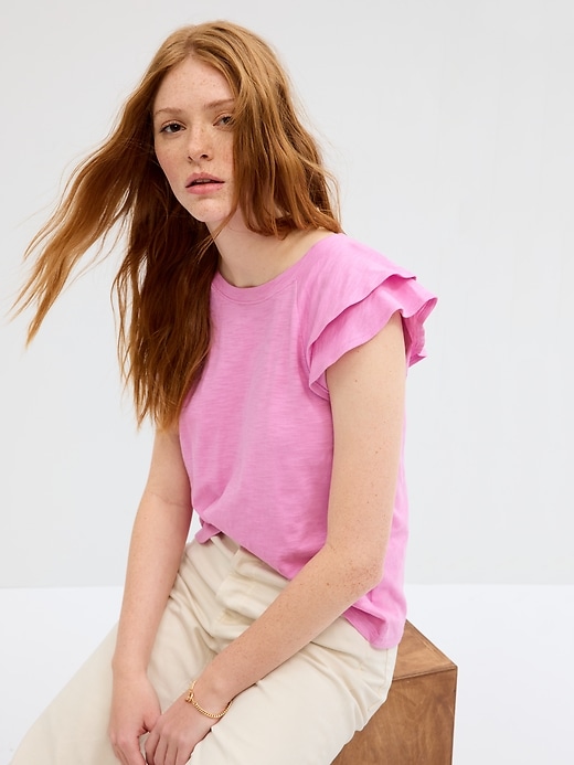 Image number 1 showing, Ruffle Sleeve T-Shirt