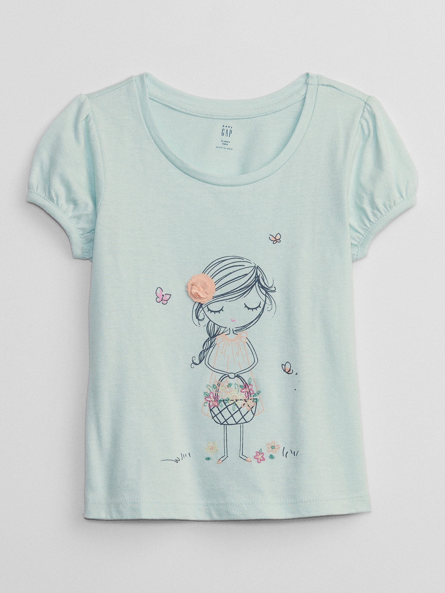 babyGap Puff Sleeve Graphic T-Shirt - Blue