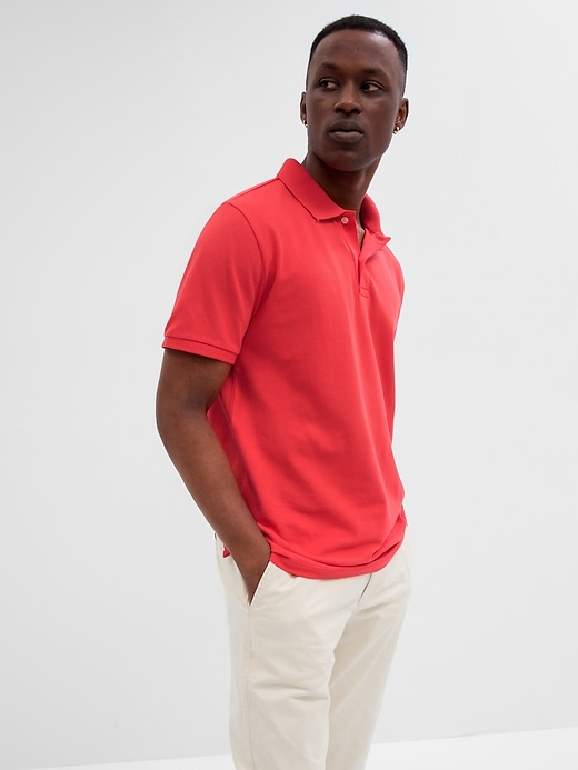 Gap Factory Stretch Pique Polo Shirt (Hula Red)