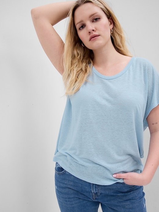 Image number 5 showing, Relaxed Linen-Blend Dolman T-Shirt