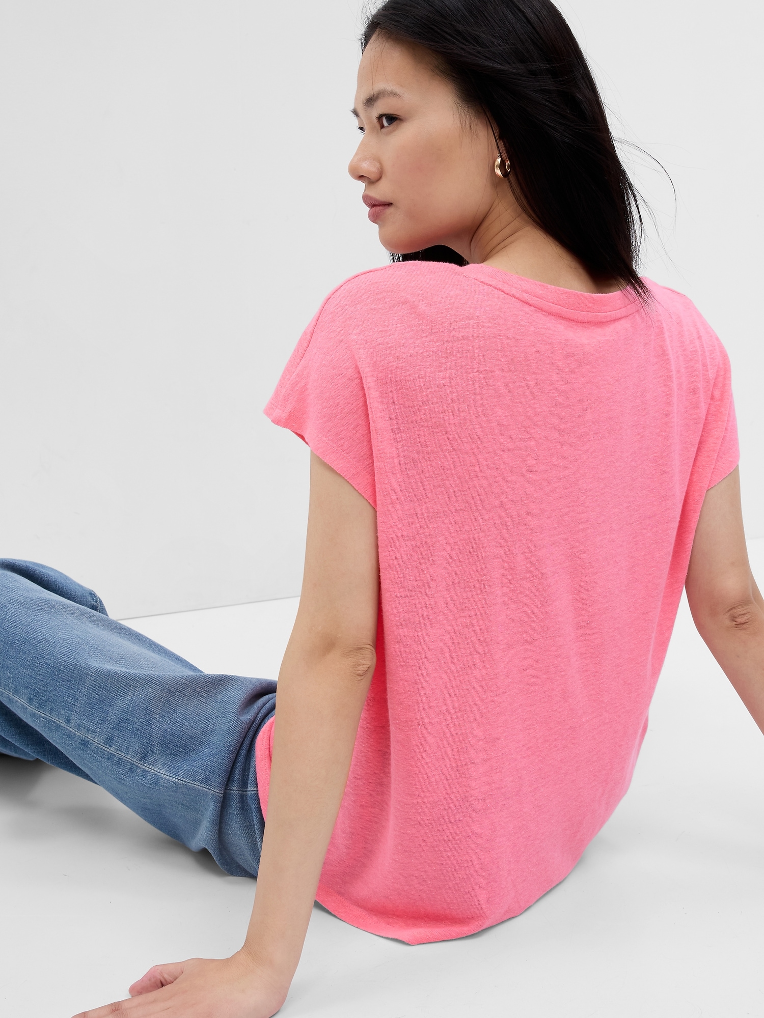 Relaxed Linen-Blend Dolman T-Shirt | Gap Factory