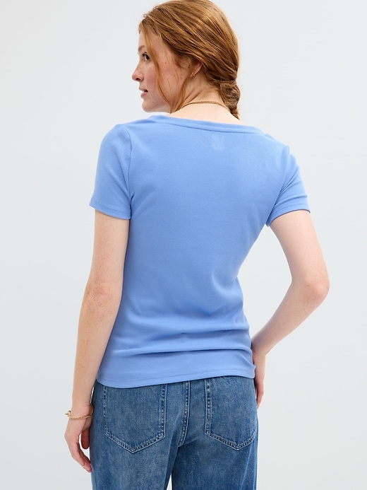 Image number 2 showing, Fitted Ribbed Henley T-Shirt