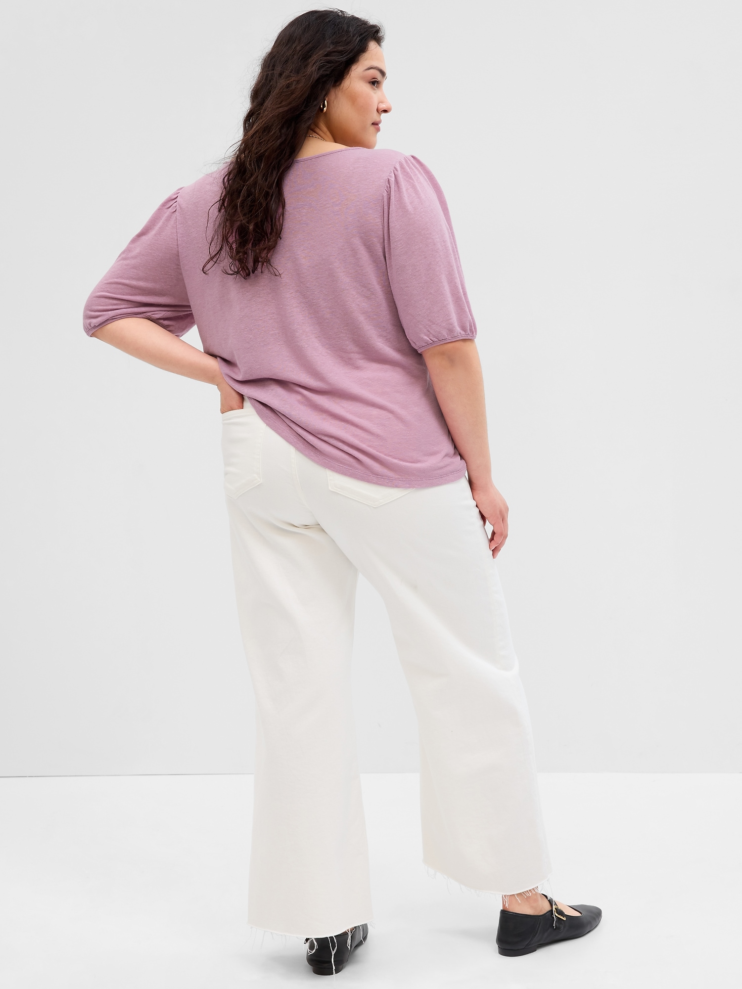 Relaxed Linen Puff Sleeve Top | Gap Factory