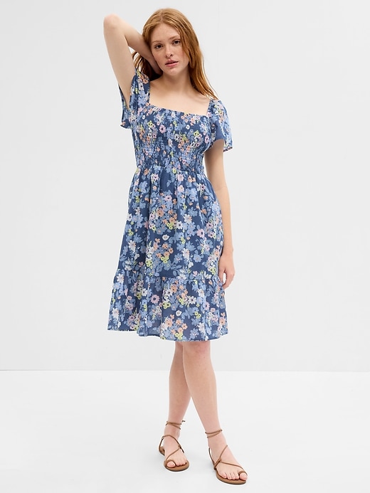 Image number 8 showing, Smocked Squareneck Midi Dress