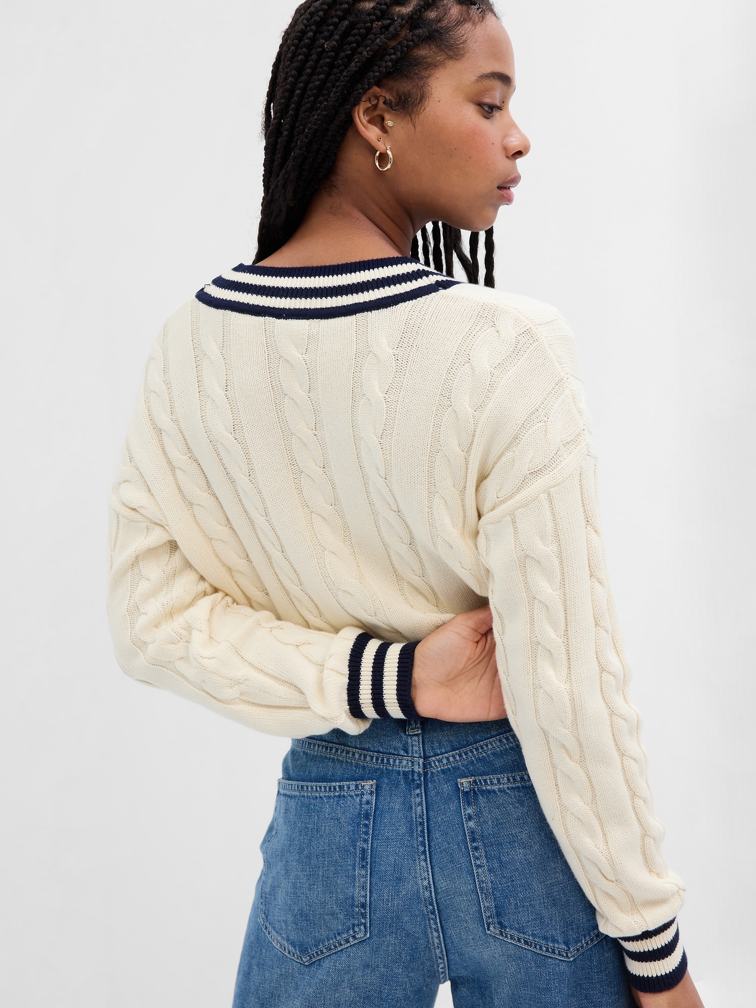 CableKnit VNeck Sweater Gap Factory