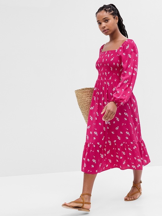 Image number 7 showing, Print Squareneck Midi Dress