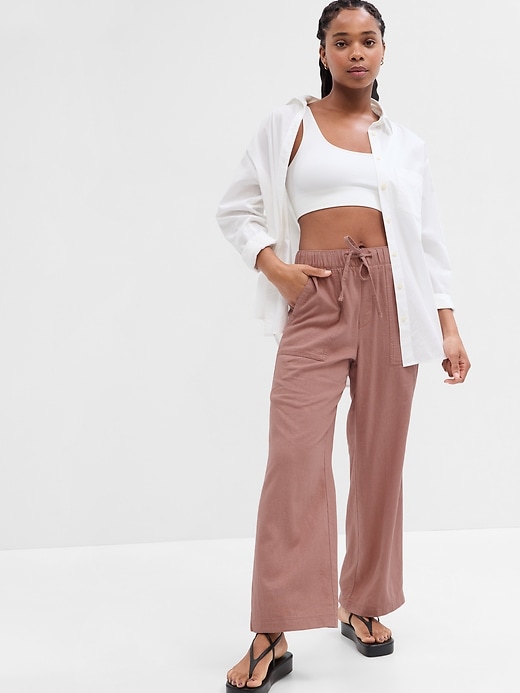 Image number 5 showing, Wide-Leg Linen-Blend Pants with Washwell
