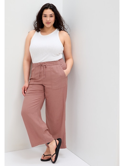 Image number 1 showing, Wide-Leg Linen-Blend Pants with Washwell