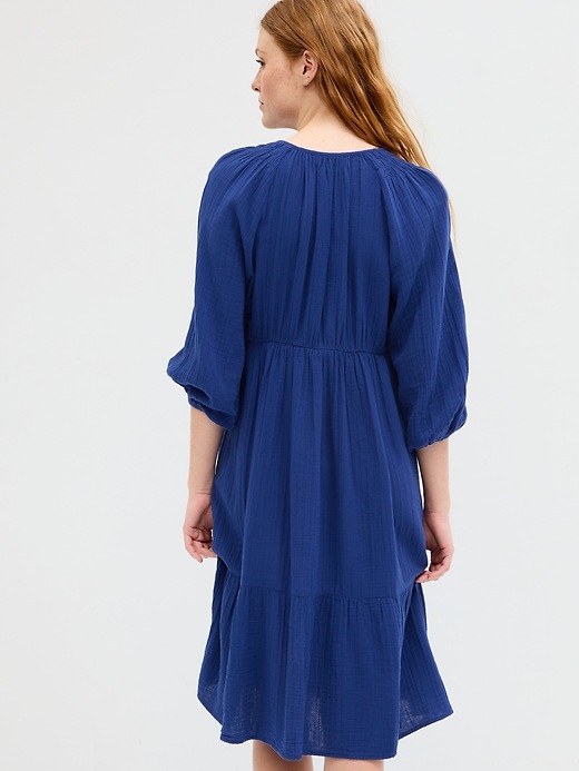 gap factory women's gauze splitneck midi dress Gauze Splitneck Midi Dress