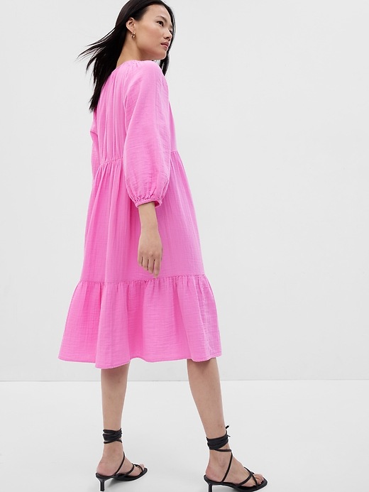 gap factory women's gauze splitneck midi dress Gauze Splitneck Midi Dress