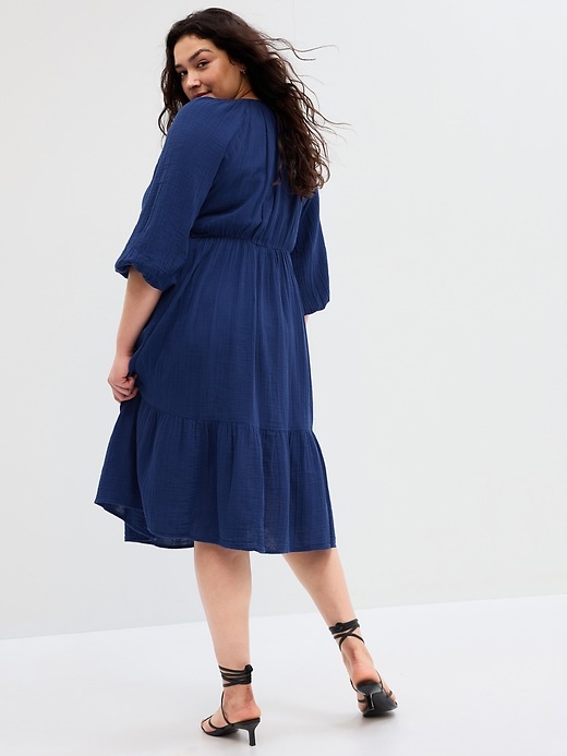 gap factory women's gauze splitneck midi dress Gauze Splitneck Midi Dress