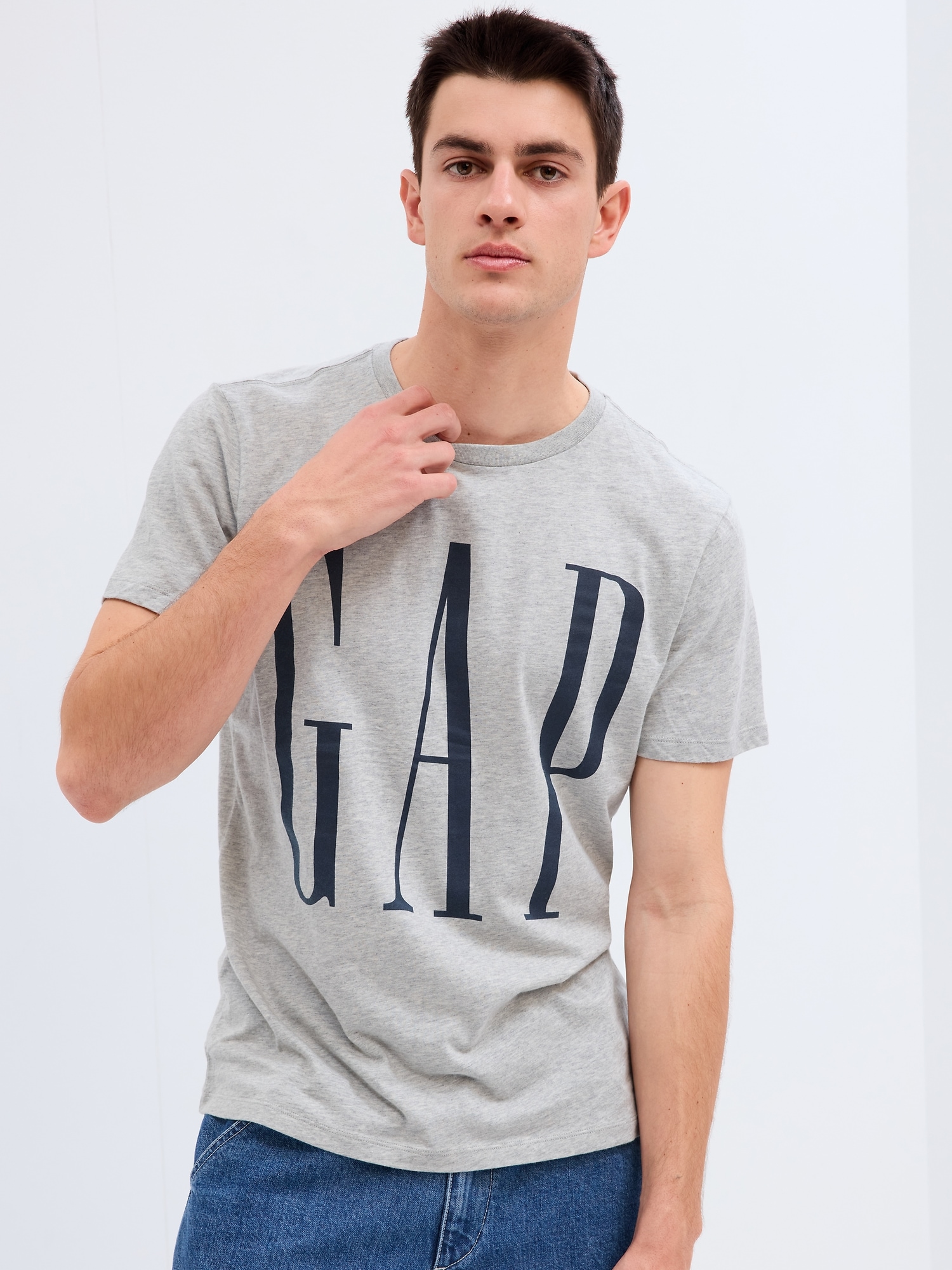Gap Factory Gap Logo T-Shirt (Size XS-2XL, Light Gray Marl)