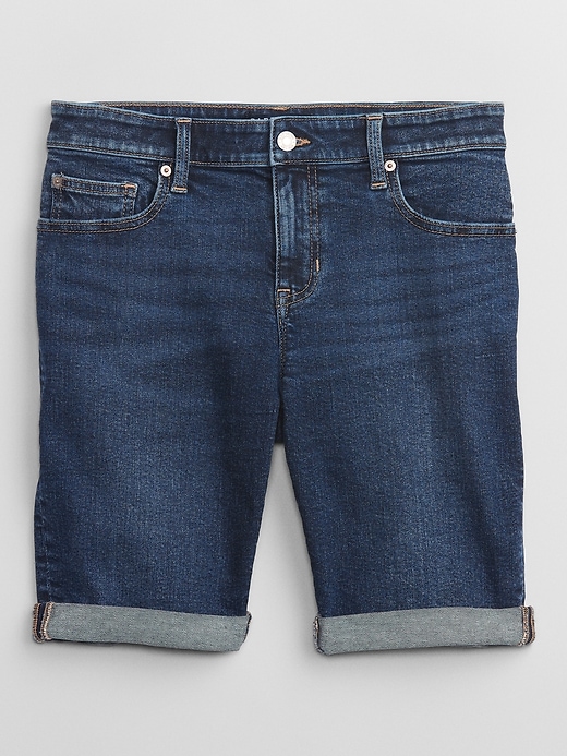 Image number 5 showing, 9" Mid Rise Denim Bermuda Shorts with Washwell