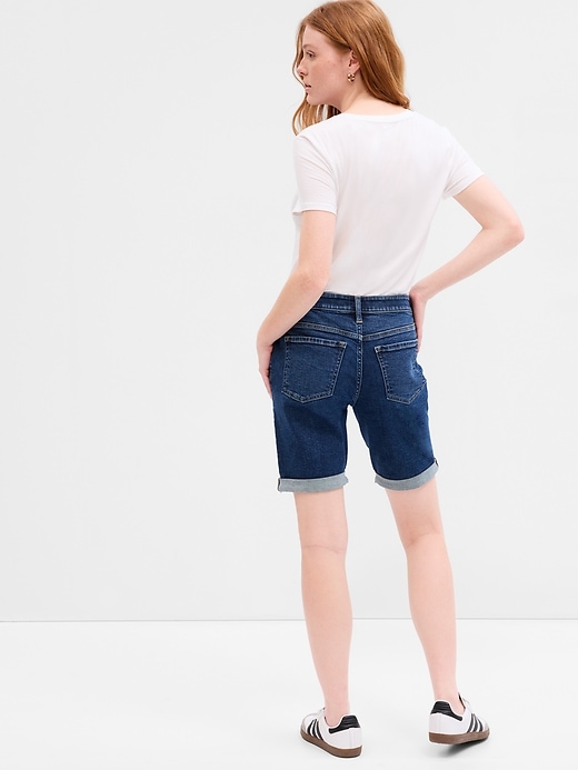 Image number 7 showing, 9" Mid Rise Denim Bermuda Shorts with Washwell
