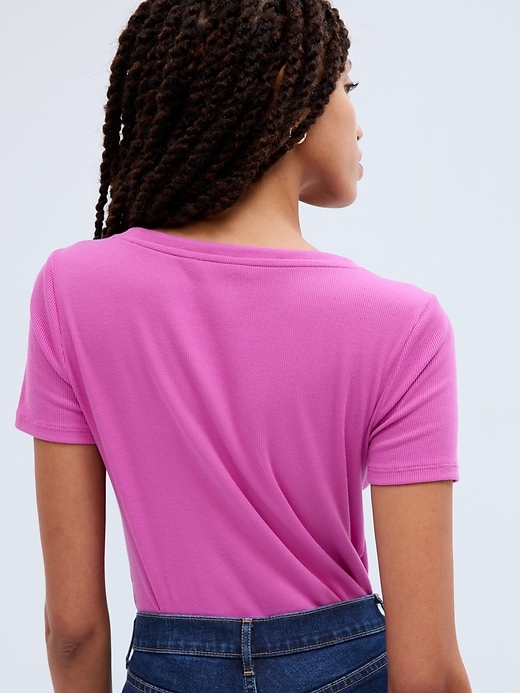 Image number 2 showing, Fitted Ribbed Henley T-Shirt