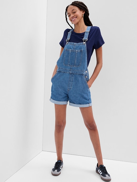 Image number 1 showing, Slouchy Denim Shortalls with Washwell